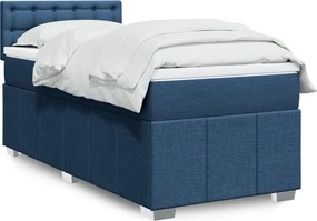 vidaXL Κρεβάτι Boxspring με Στρώμα Μπλε 90x200 εκ.Υφασμάτινο