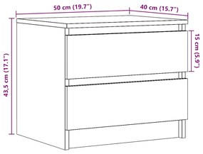 Κομοδίνα 2τεμ. Παλιό Ξύλο 50x40x43.5 εκ από Επεξεργασμένο Ξύλο - Καφέ