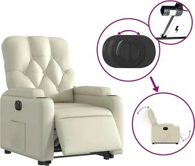 vidaXL Πολυθρόνα Ηλεκτρ. Ανακλινόμενη με Ανύψωση Κρεμ Συνθ.Δέρμα