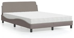 Κρεβάτι με Στρώμα Taupe 120x200 εκ. Υφασμάτινο - Μπεζ-Γκρι
