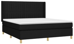 Κρεβάτι Boxspring με Στρώμα &amp; LED Μαύρο 160x200 εκ. Υφασμάτινο - Μαύρο