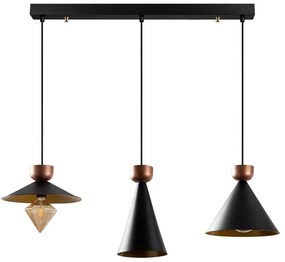 Φωτιστικό Οροφής - Ράγα Dodo 584TTM1335 100x30x141cm 3xE27 40W Black-Copper Opviq