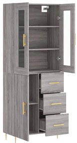 vidaXL Ντουλάπι Γκρι Sonoma 69,5 x 34 x 180 εκ. Επεξεργασμένο Ξύλο