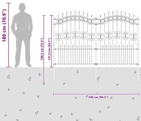 vidaXL Φράχτης Κήπου Γκρι 240 x 190 cm Ατσάλι με Επικάλυψη Πούδρας