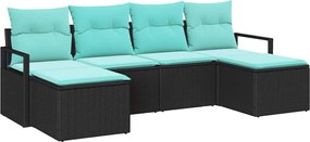 vidaXL Σετ Καναπέ 6 pcs Μαύρο συνθετικό ρατάν