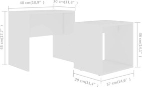 vidaXL Σετ Τραπεζάκια Σαλονιού Λευκά 48 x 30 x 45 εκ. από Επεξ. Ξύλο