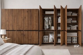 Ντουλάπα Καρυδί / Ανθρακί DREGIU 225x52x210