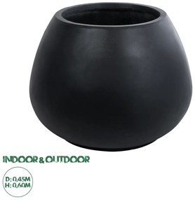 20695 GloboStar® Artificial Garden COLOMBO 20695 Διακοσμητικό Πολυεστερικό Τσιμεντένιο Κασπώ Γλάστρα - Flower Pot Μαύρο Φ60 x Υ45cm