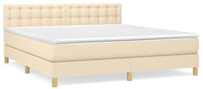 Κρεβάτι Boxspring με Στρώμα Κρεμ 180x200 εκ. Υφασμάτινο - Κρεμ