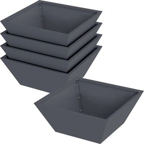 vidaXL Γλάστρα Κήπου 5 τμχ. Ανθρακί 40 x 40 x 15 cm
