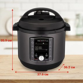 Instant Pot Pro Crisp + Φριτέζα αέρος 140002701, 1500 W, 7,6 L, 11 προγράμματα, καλάθι φριτέζας αέρος, οθόνη LCD, Μαύρο
