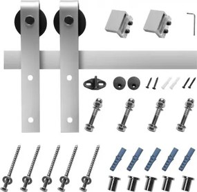 VEVOR 5FT Sliding Barn Door Hardware Kit for Single Sliding Barn Door Silver