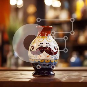 Intra Συλλεκτικό Ξύλινο Παζλ Plywood 4mm - Πολύχρωμο κεραμικό βάζο με σχέδιο μουστάκι Σε Ξύλινο Κουτί - Διαστάσεις: 10x10 cm – 25 κομμάτια