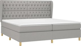 vidaXL Κρεβάτι Boxspring με Στρώμα Ανοιχτό Γκρι 200x200 εκ. Υφασμάτινο