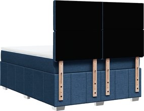 vidaXL Κρεβάτι Boxspring με Στρώμα Μπλε 140x190 εκ. Υφασμάτινο