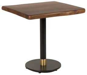 Τραπέζι 75χ75χ5,5 ξύλο καρυδιά με μεταλλικό μαύρο πόδι - Μέταλλο - 783-8015