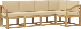 vidaXL Σειρά Καναπέ Εξωτερικού με μαξιλάρι 5 pcs Λευκό και Μπεζ