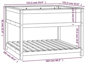 Ζαρντινιέρα με Ράφι Λευκή 111,5x111,5x81 εκ. Μασίφ Ξύλο Πεύκου - Λευκό