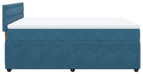vidaXL Κρεβάτι Boxspring με Στρώμα Μπλε 160x200 εκ. Βελούδινο