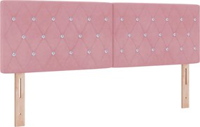 vidaXL Κρεβάτι box spring με στρώμα Ροζ 140 x 190 cm Βελούδο