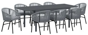 vidaXL Σέτ φαγητού για κήπο 9 pcs Γκρι Πολυ ράταν