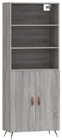 vidaXL Ντουλάπι Γκρι Sonoma 69,5 x 34 x 180 εκ. Επεξεργασμένο Ξύλο
