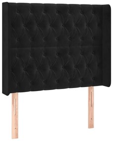 Κρεβάτι Boxspring με Στρώμα &amp; LED Μαύρο 90x200 εκ. Βελούδινο - Μαύρο
