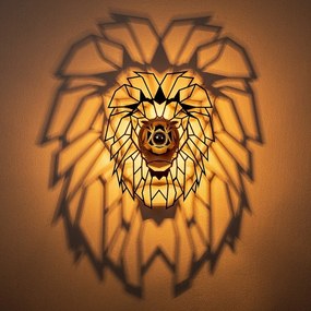 Απλίκα τοίχου Lion Megapap E27 MDF χρώμα μαύρο 39x12x49εκ.