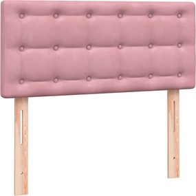 vidaXL Κρεβάτι Boxspring με Στρώμα &amp; LED Ροζ 80x220 εκ. Βελούδινο