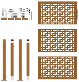 vidaXL Πύλη κήπου 105x155 cm Σταυρός σχεδιασμού από διαβρωμένο χάλυβα
