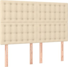 vidaXL Κρεβάτι Boxspring με Στρώμα Κρεμ 140x190 εκ. Υφασμάτινο