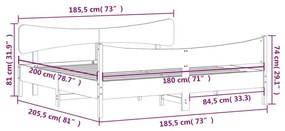 Σκελετός Κρεβ. Χωρίς Στρώμα Λευκό 180x200 εκ Μασίφ Πεύκο - Λευκό