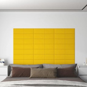 Πάνελ Τοίχου 12 τεμ. Κίτρινα 60 x 15 εκ. 1,08 μ² Βελούδινα - Κίτρινο
