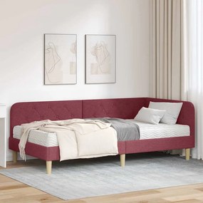 vidaXL Κρεβάτι Γωνίας Κόκκινο 90 x 190 cm ύφασμα