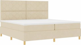 vidaXL LED Κρεβάτι με βάθρο με κεφαλάρι Κρεμ 200 x 200 cm ύφασμα