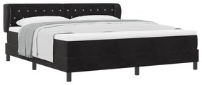 vidaXL Κρεβάτι Box Spring με Ματ Στρώμα Μαύρο 180x200 εκ Βελούδο