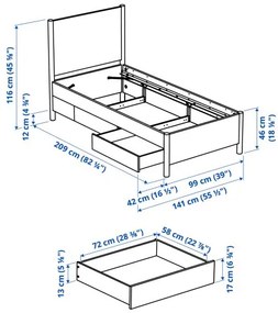 TONSTAD κρεβάτι με αποθηκευτικό χώρο, 90x200 cm 694.966.06