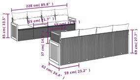 vidaXL Σαλόνι Κήπου Σετ 9 τεμ. Μπεζ Συνθετικό Ρατάν με Μαξιλάρια