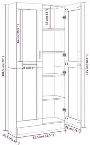 Βιτρίνα Γκρι Sonoma 82,5x30,5x185,5 εκ. από Επεξεργασμένο Ξύλο - Γκρι