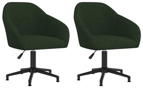 Καρέκλες Τραπεζαρίας Περιστρ. 2 τεμ. Σκούρο Πράσινο Βελούδινες - Πράσινο