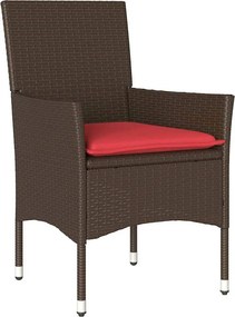 vidaXL Σετ τραπεζιού και καρέκλας 5 pcs Καφέ Ράτα PE