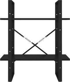 vidaXL Βιβλιοθήκη με 2 Ράφια Μαύρη 60 x 30 x 70 εκ. από Επεξ. Ξύλο
