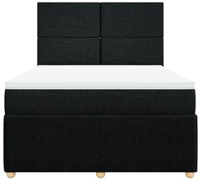 vidaXL Κρεβάτι Boxspring με Στρώμα Μαύρο 140x190 εκ. Υφασμάτινο