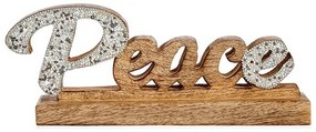 Διακοσμητική Φιγούρα Peace Γκλίτερ 6 x 13 x 31 cm Ασημί Ξύλο