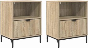 vidaXL Κομοδίνο 2 pcs Sonoma Δρυς 49 x 36 x 61 εκ Επεξεργασμένο ξύλο