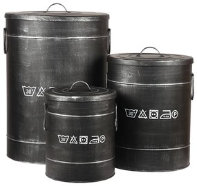 LABEL51 Καλάθι Απλύτων Χρώμα Αντικέ Μαύρο 40 x 40 x 58 εκ. L