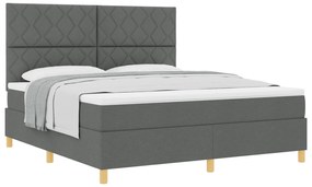 vidaXL κρεβάτι  Box Spring με στρώμα σκούρο γκρι Super King ύφασμα
