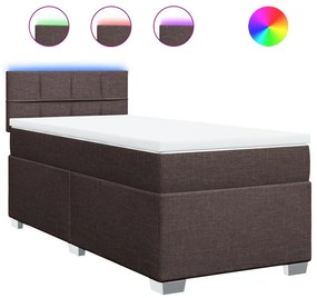 vidaXL Κρεβάτι Boxspring με Στρώμα Σκούρο Καφέ 90x190 εκ. Υφασμάτινο