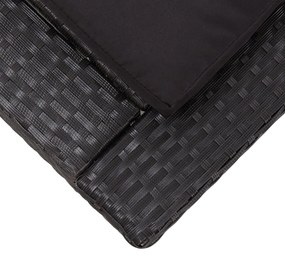 vidaXL Ξαπλώστρα Μαύρη από Συνθετικό Ρατάν με Μαξιλάρι