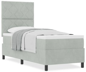 vidaXL Κρεβάτι Box Spring με Στρώμα Ανοιχτό Γκρι 80x200 εκ Βελούδο